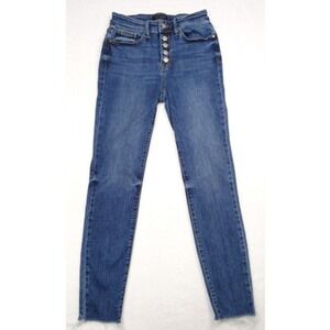 Judy Blue Jeans Womens Size 26 Blue High-Rise Button Fly Cut Off Skinny‎ Stretch